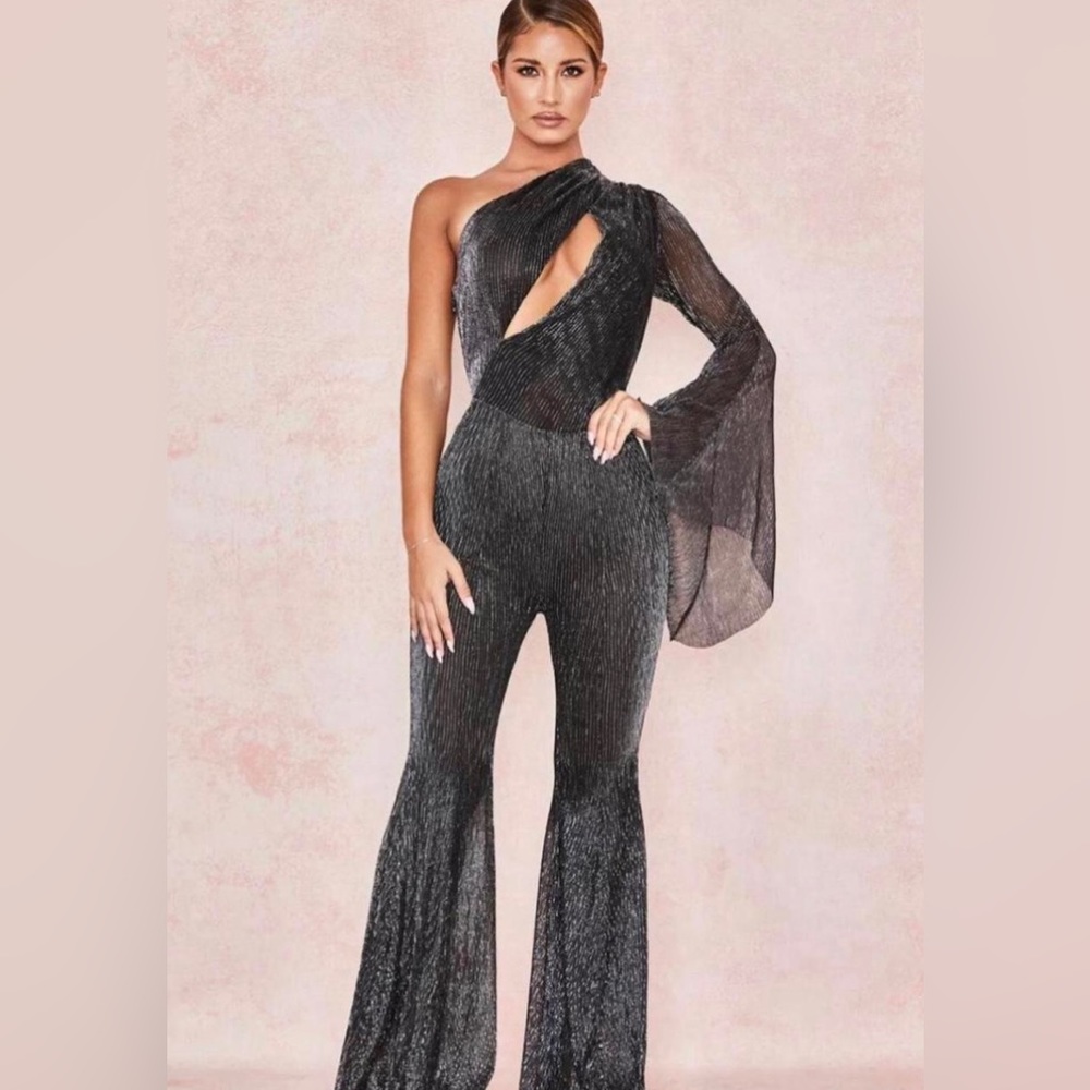 House of CB Women's Yerina Black and Silver Jumpsuit